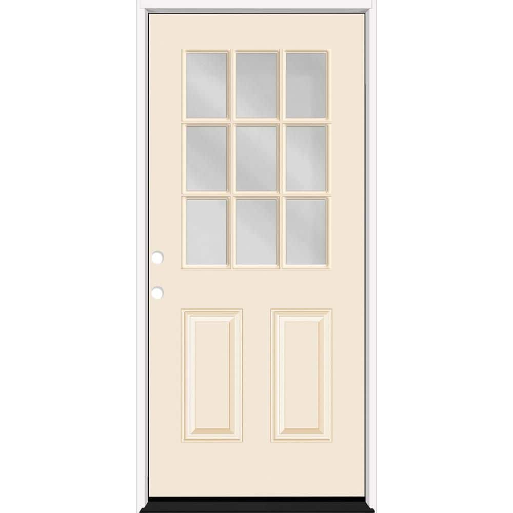 Reliant 36 in. x 80 in. 2P HalfLite 9L SDL Clear Glass RHIS Linen Finish Fiberglass Prehung Front Door w/4-9/16 Jamb price history on PriceWatchPro