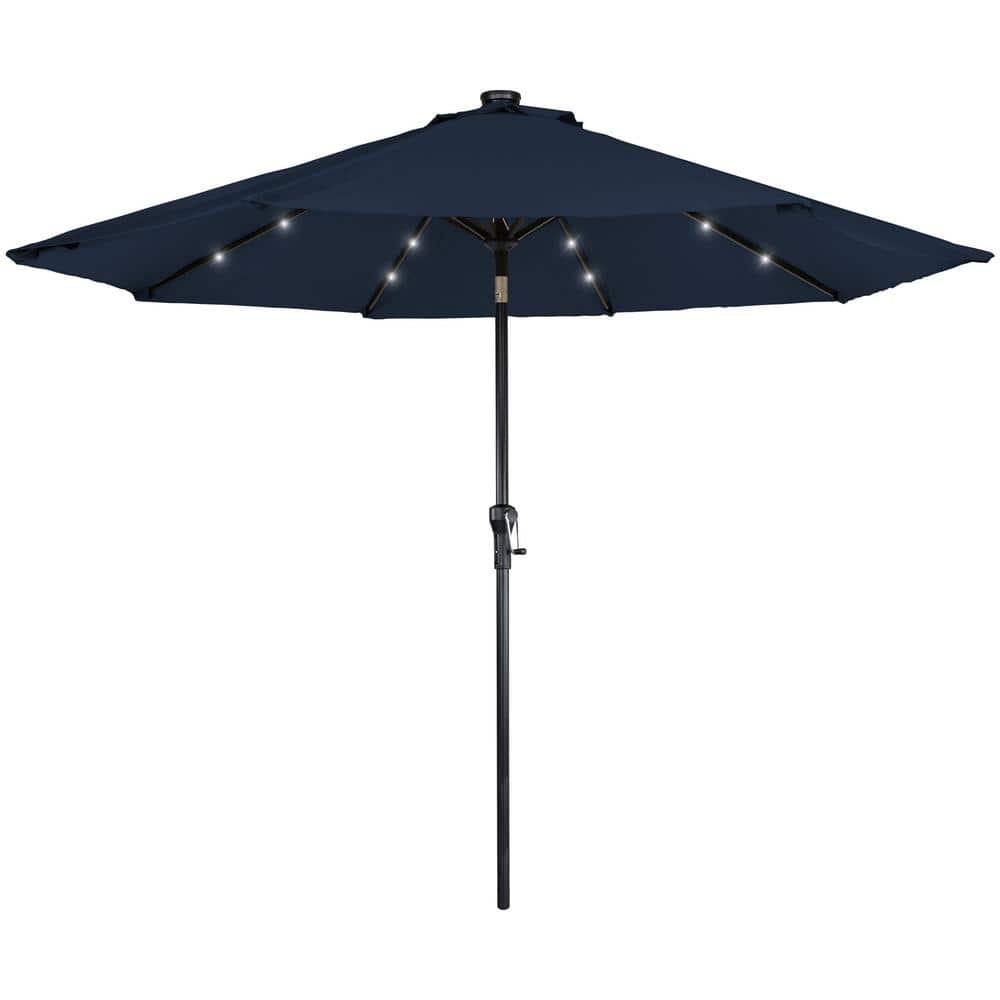 9 ft. Aluminum Solar Lighted Outdoor Patio Market Umbrella with Hand Crank and Tilt Navy Blue price history on PriceWatchPro