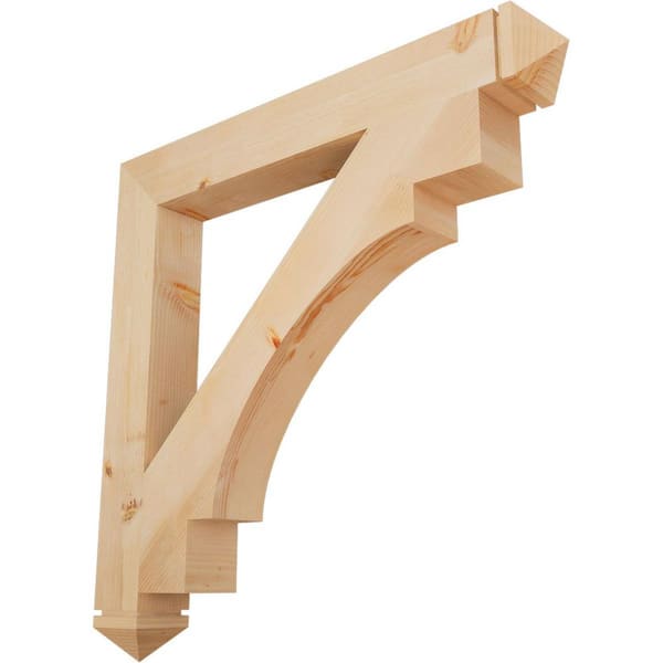 Ekena Millwork 5.5 in. x 48 in. x 48 in. Douglas Fir Merced Arts and Crafts Smooth Bracket