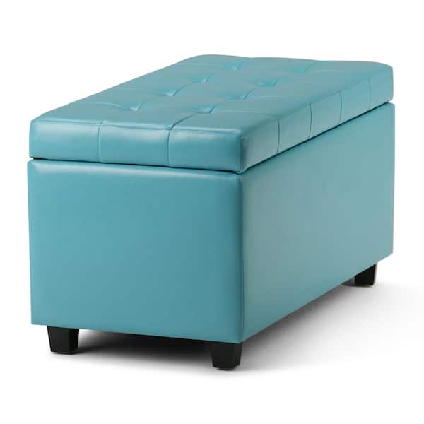 Max City 34 Inch Wide Contemporary, Storage Ottoman Leather