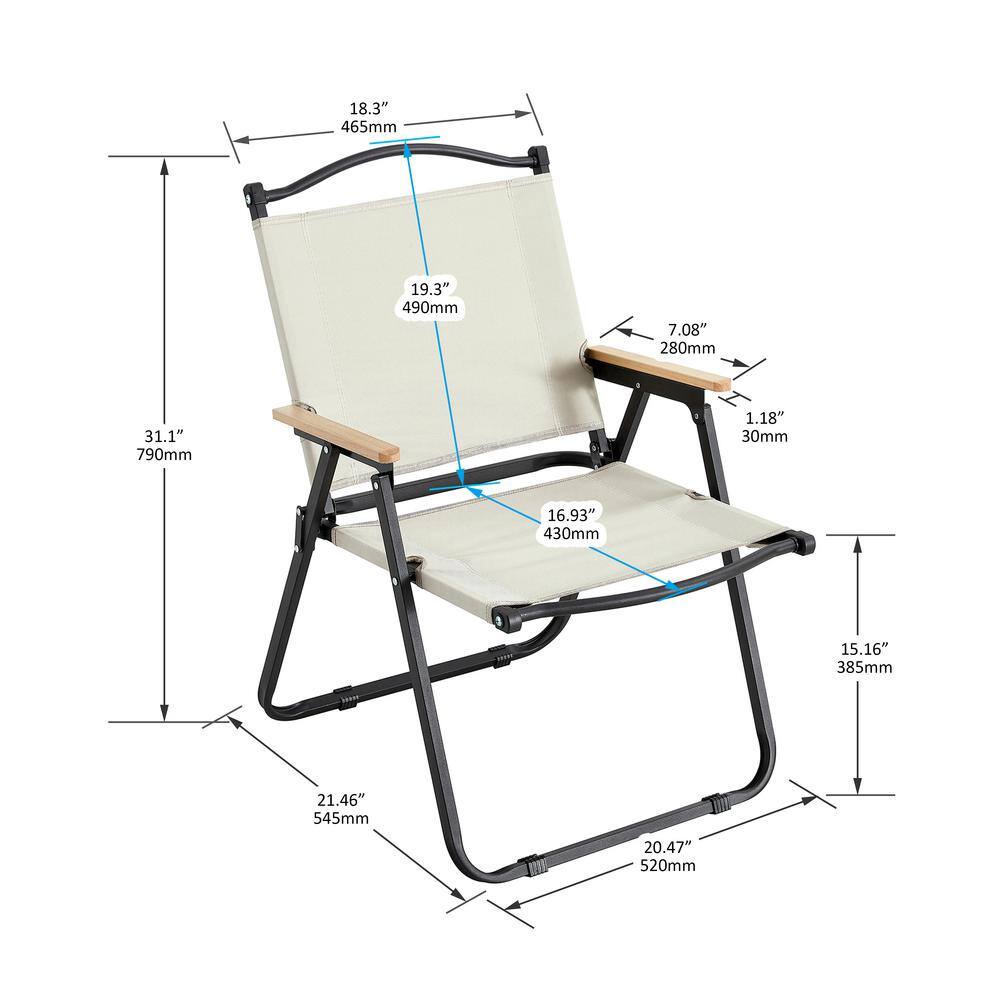 Beige and Black Steel Folding Armchair Set for Outdoor Dining