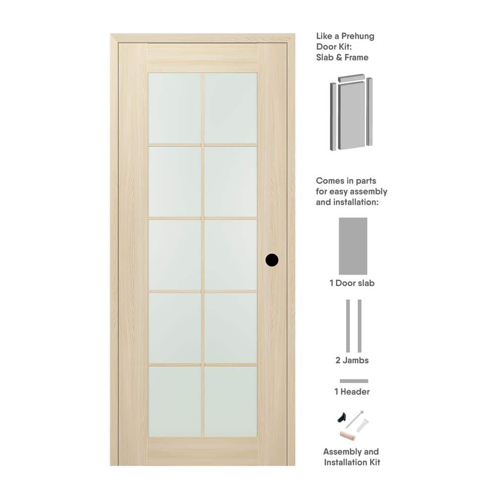 Loire Ash 36" x 80" Frosted Glass Paneled Interior Door
