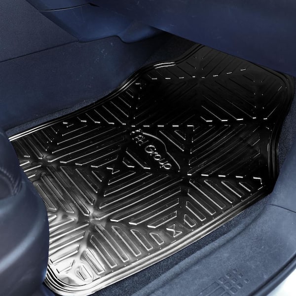 FH Group Metallic Black Non Slip 4 Pieces 29 in. x 18 in. Rubber Backing Car Floor Mats