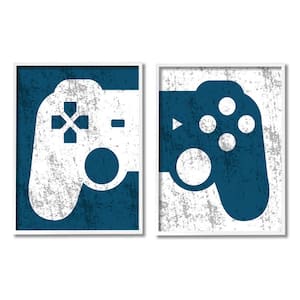 Video Gaming Controller Silhouette Design By Kim Allen 2 Piece Framed Abstract Art Print 30 in. x 24 in.