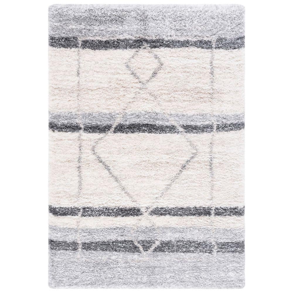 Fontana Shag 8 ft. x 10 ft. Ivory/Gray Diamond Striped Area Rug price history on PriceWatchPro