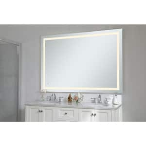 Timeless 42 in. W x 60 in. H Framed Rectangular LED Light Bathroom Vanity Mirror in Silver