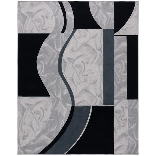 Odyssey 9 ft. x 12 ft. Ivory/Gray Black Abstract Geometric Area Rug