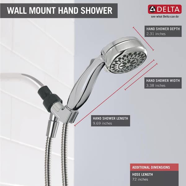 7-Spray 3.4 in. Single Wall Mount Handheld Shower Head in Chrome