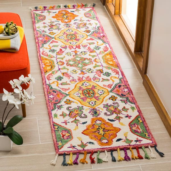 Blossom 2 ft. x 10 ft. Ivory/Multi Garden Floral Runner Rug