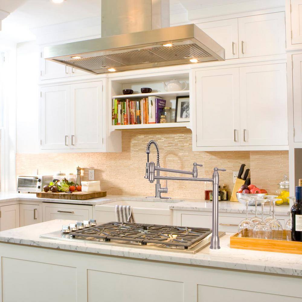 Brushed Nickel Gooseneck High Arc Kitchen Faucet