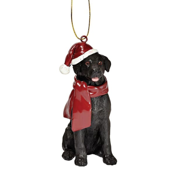 Design Toscano 3.5 in. Black Lab Holiday Dog Ornament Sculpture