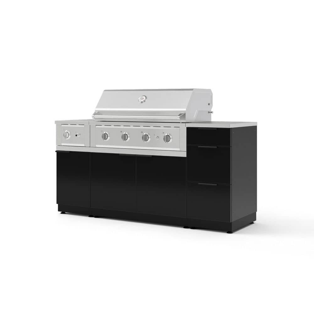 "Outdoor Kitchen 6-Piece 3-Burners Propane Gas Grill Island in Black w/40"" Performance Grill & Stainless Steel Countertop" price history on PriceWatchPro