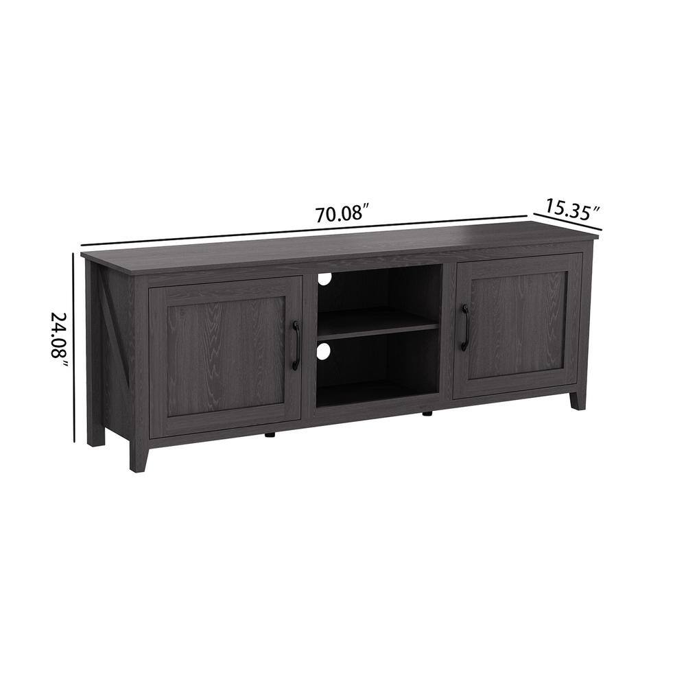 Modern Black Particle Board TV Stand with Cabinets and Shelves for 60" TVs