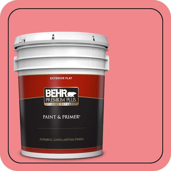 BEHR PREMIUM PLUS 5 gal. #140B-5 Flamingo Dream Flat Exterior Paint & Primer