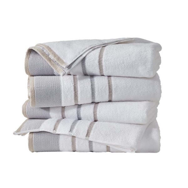 Glacier Grey/Cappuccino Premium Cotton 4-Pack Decorative Bath Towel Set