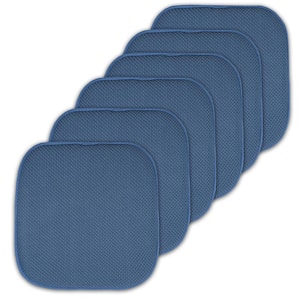 Blue, Honeycomb Memory Foam Square 16 in. x 16 in. Non-Slip Back Chair Cushion (6-Pack)