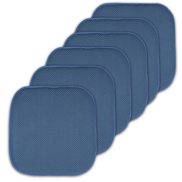 Sweet Home Collection Blue, Honeycomb Memory Foam Square 16 in. x 16 in. Non-Slip Back Chair Cushion (6-Pack)