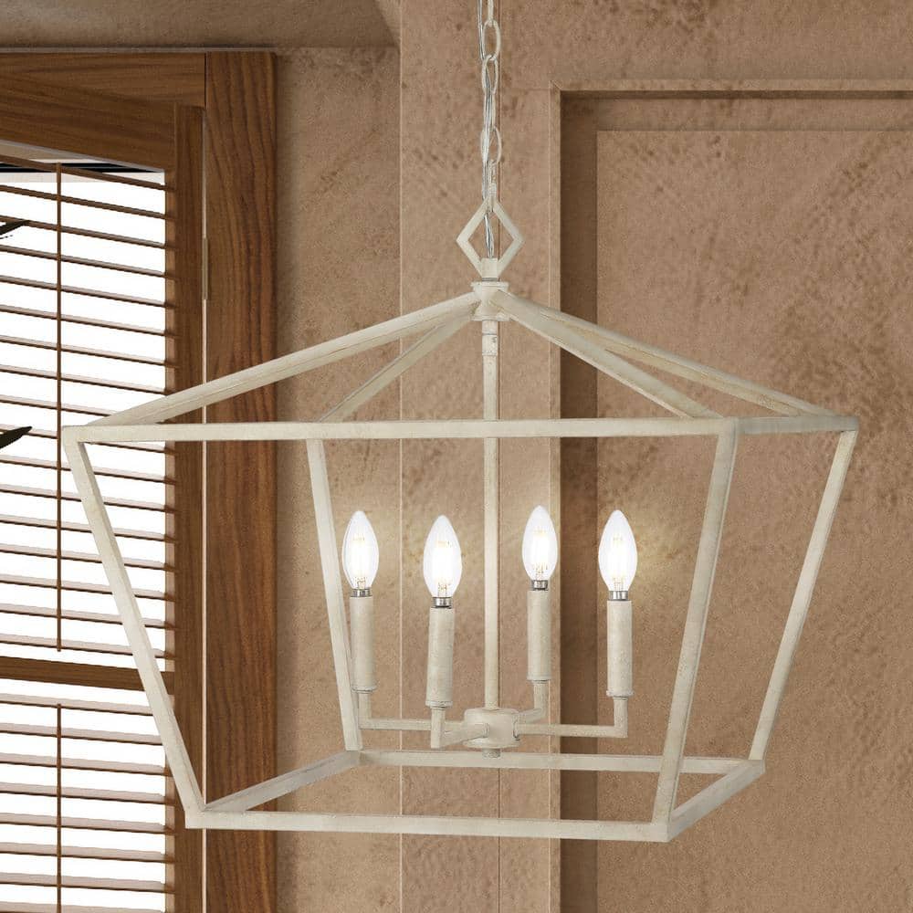 Gatsby 23 in. 4-Light Antiqued White Adjustable Iron Farmhouse Glam LED Pendant price history on PriceWatchPro