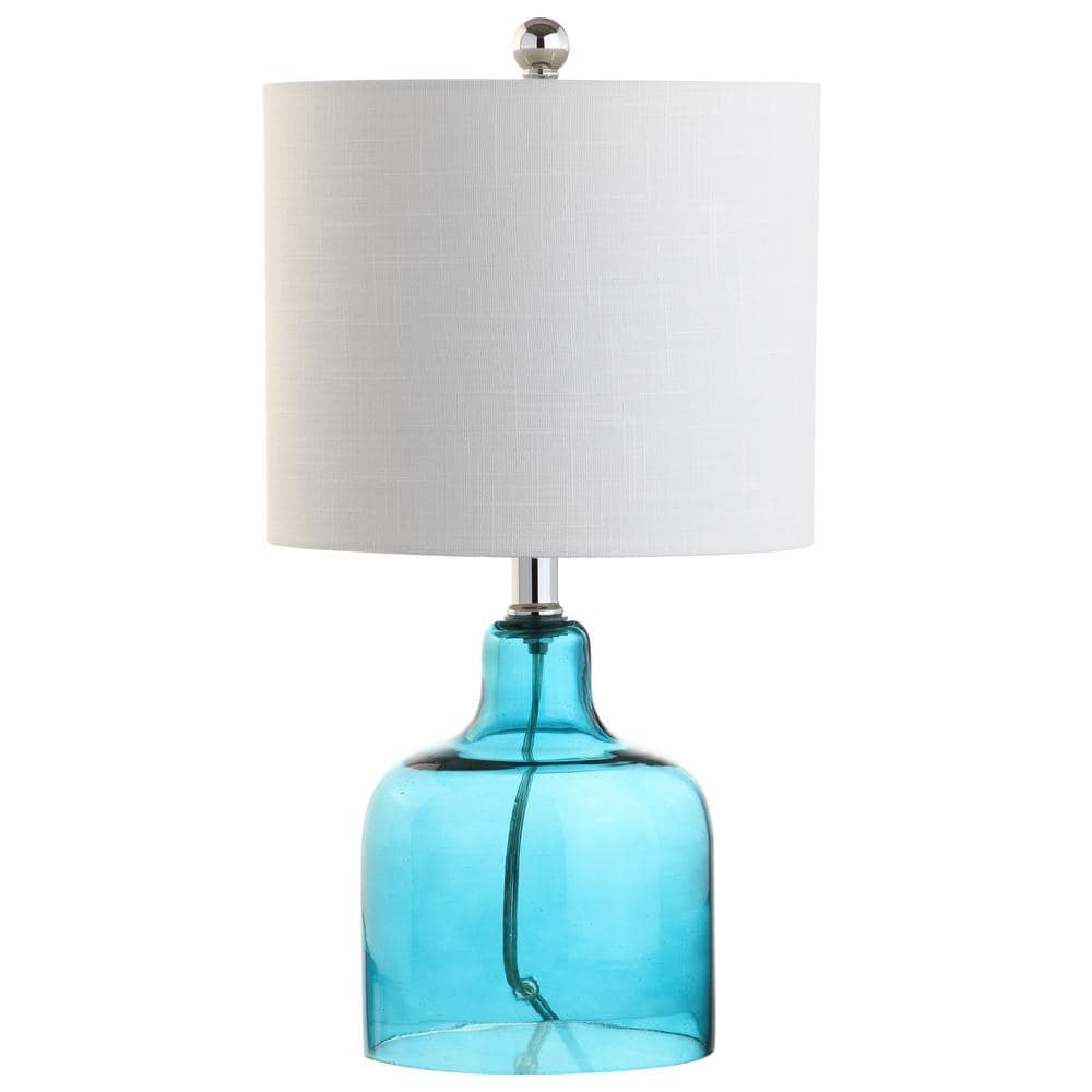 Gemma 19" White and Blue Glass Bell Table Lamp