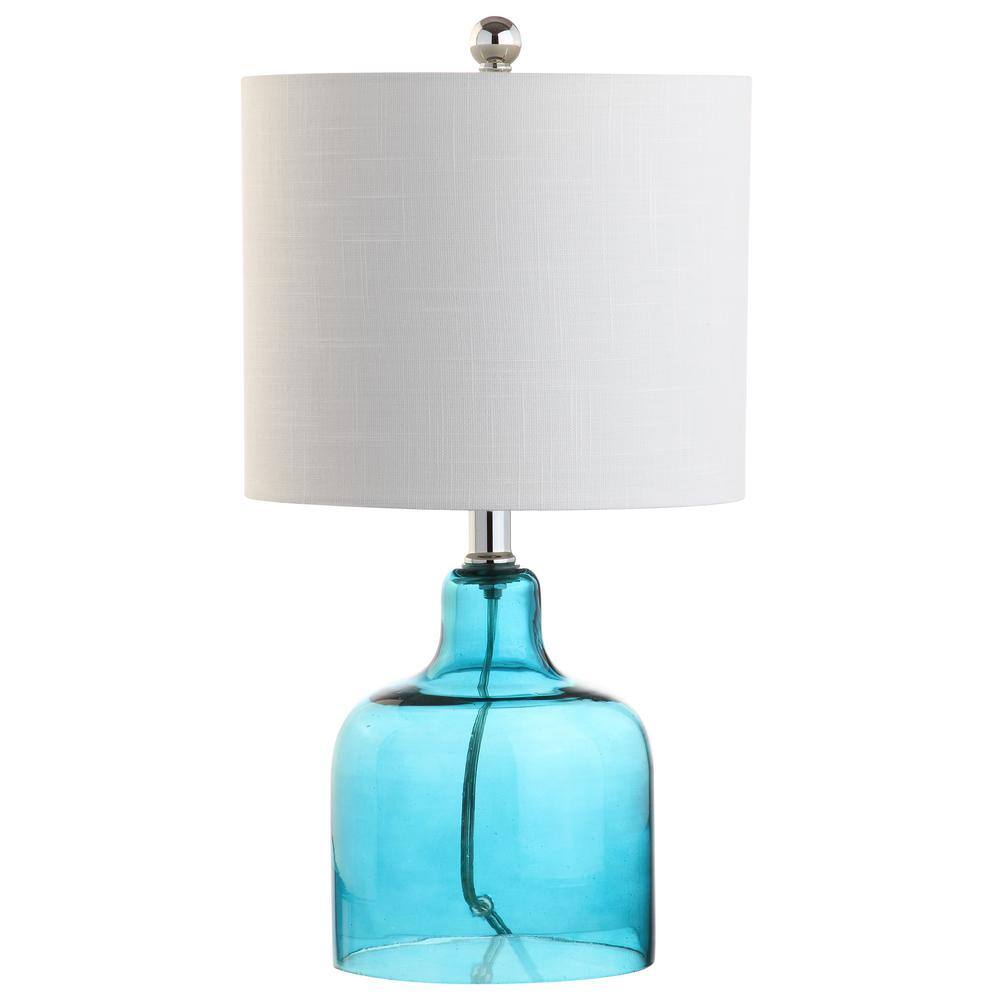 Gemma 19" White and Blue Glass Bell Table Lamp