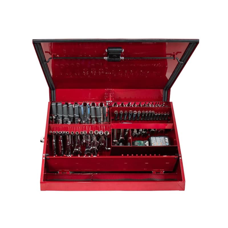 31 in. W x 16 in. D Portable Metallic Red Triangle Top Tool Chest for Sockets, Wrenches and Screwdrivers