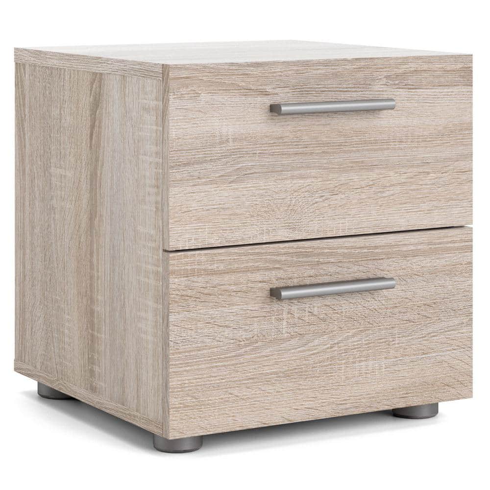 Truffle Transitional 2-Drawer Nightstand with Metal Accents