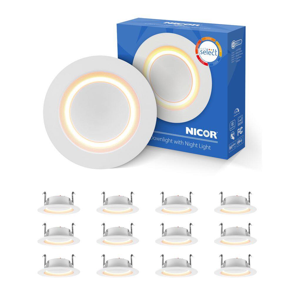 RDN 4 in. White Baffle Selectable CCT Housing Required Integrated LED Recessed Light Trim with Nightlight, 12-Pack price history on PriceWatchPro