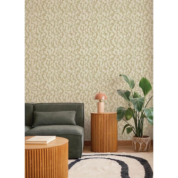 Cipher Chestnut Geometric Faux Grasscloth Wallpaper