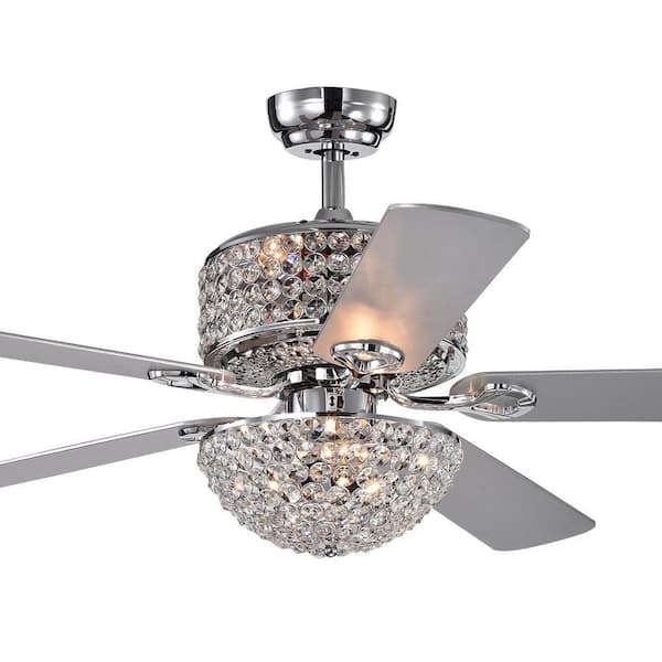Silver Orchid Finlayson 52 in. Indoor Chrome Remote Controlled Ceiling Fan with Light Kit