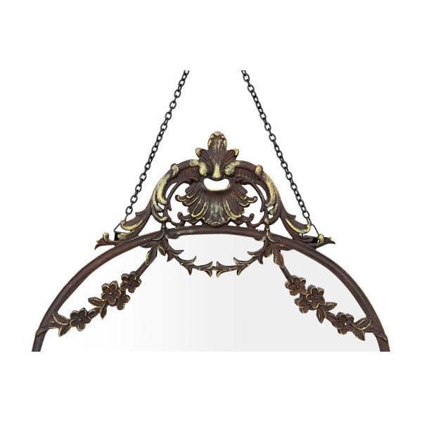 Oval Full Length Bronze and Wood Wall Mirror