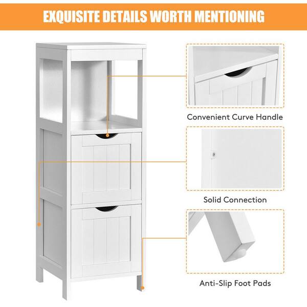 Gymax 25 in. W x 7.5 in. D x 69 in. H Bathroom Wood Organizer