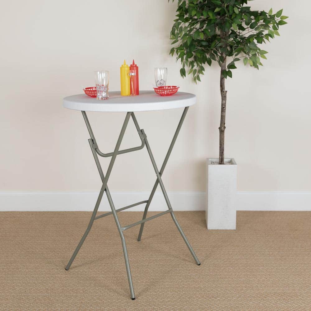 Carnegy Avenue Kathryn 31 in. Round Granite White Plastic Tabletop