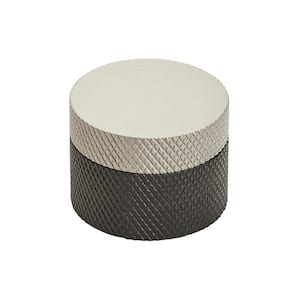 Transcendent 1-1/4 in. (32mm) Modern Matte Black/Silver Champagne Round Cabinet Knob