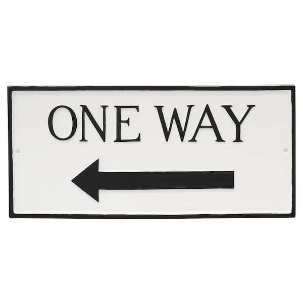 Montague Metal Products 10.25 in. x 21 in. Large Rectangle Left One Way Statement Plaque Sign - White/Black