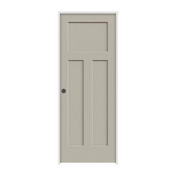 JELD-WEN 28 in. x 80 in. Craftsman Desert Sand Right-Hand Smooth Solid Core Molded Composite MDF Single Prehung Interior Door