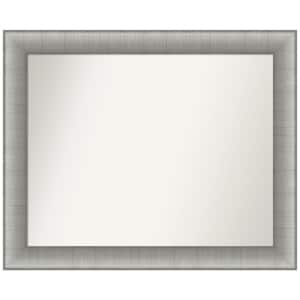 Elegant Brushed Pewter 32.75 in. W x 26.75 in. H Non-Beveled Bathroom Wall Mirror in Silver