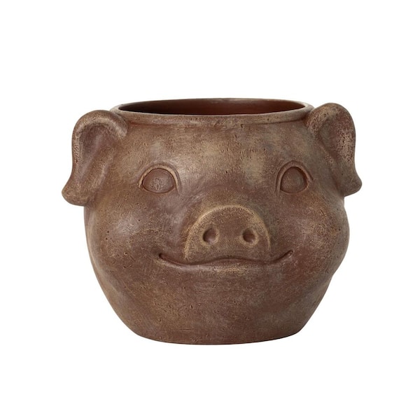 SULLIVANS 6.75 in. L x 5.5 in. W x 5.5 in. H Brown Indoor/Outdoor Resin Pig Decorative Pot