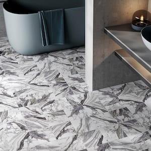 Senzia Arabesque 7.87 in. x 7.87 in. Matte Porcelain Marble look Floor and Wall Tile (10.76 sq. ft./Case)