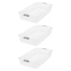 Underbed Buckle-Up 50 Qt. Plastic Storage Container, Clear (3 Pack)
