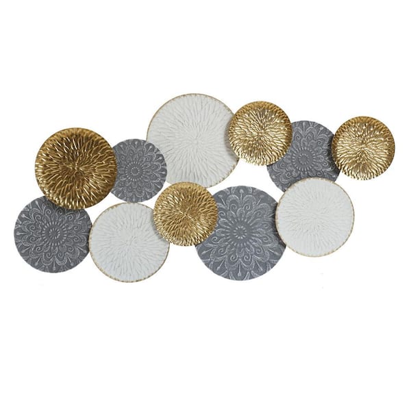 LuxenHome Metal Multi-Colored 48 in. W Connected Circles Wall Decor ...