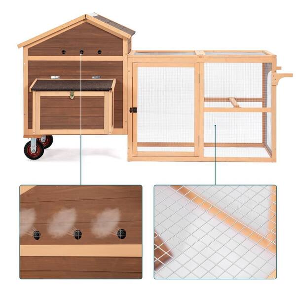 Cesicia 81 in. L Solid Wood Brown Weatherproof Outdoor Chicken
