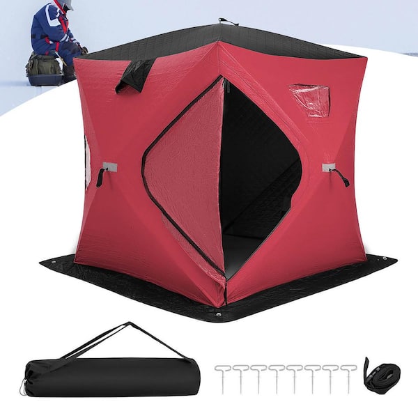 Gymax 2-Person Pop-up Ice Fishing Tent in Red