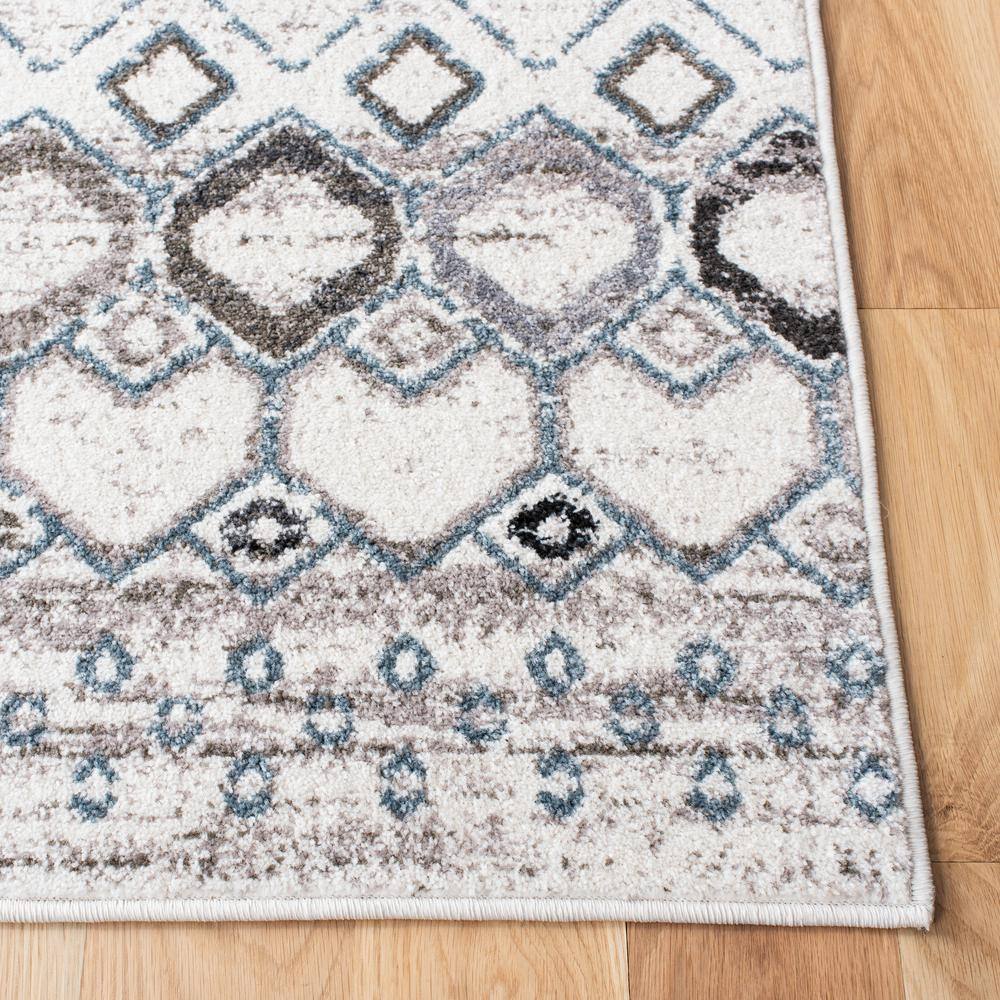 Ivory and Grey Hand-Knotted Synthetic Runner Rug