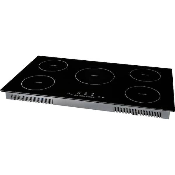 SKYSHALO Electric Cooktop, 5 Burners, 36 in. Induction Stove Top, Built-in Magnetic Cooktop 9200 W, 9 Heating Level Burner, Black