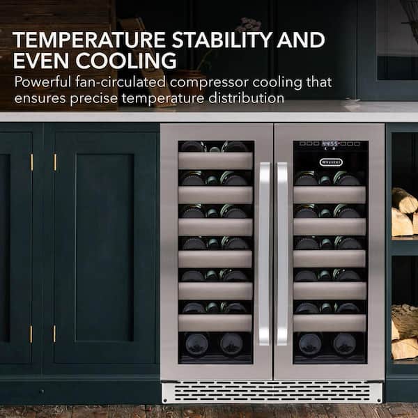 Dual Zone 24 in. 40 Bottle Built-In Wine Cooler Fridge w/ Lock Stainless Steel LED Display