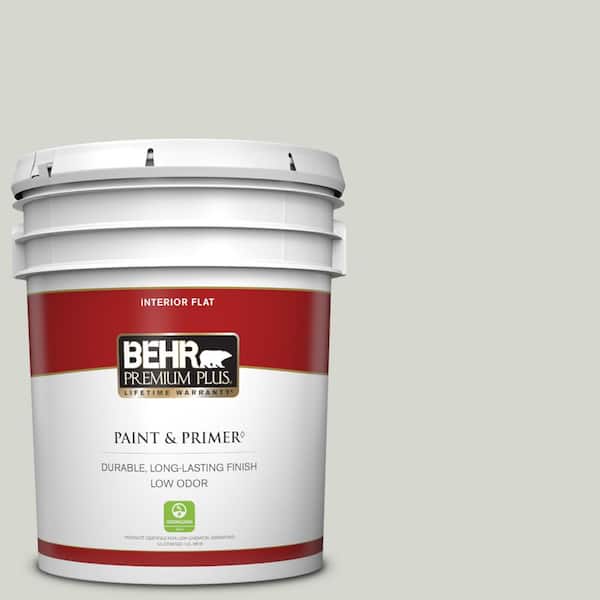 BEHR PREMIUM PLUS 5 gal. #N380-1 Mortar Flat Low Odor Interior Paint & Primer