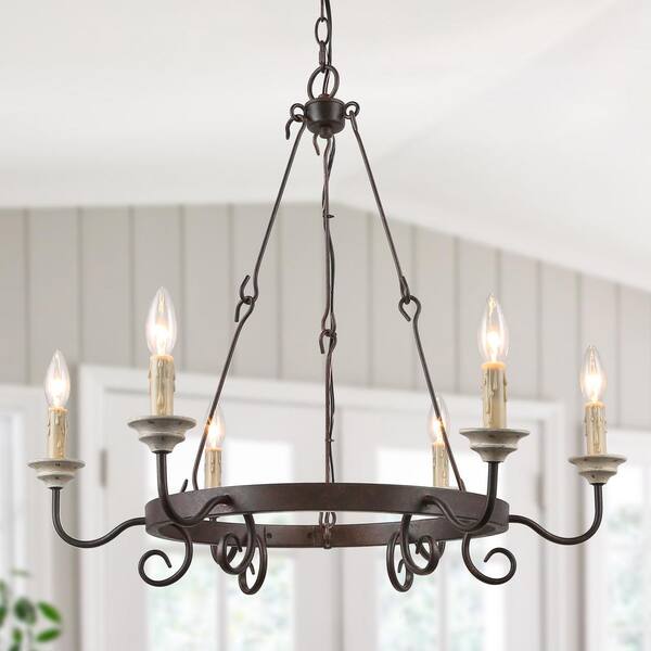 LNC 6-Light Rustic Bronze Candlestick 