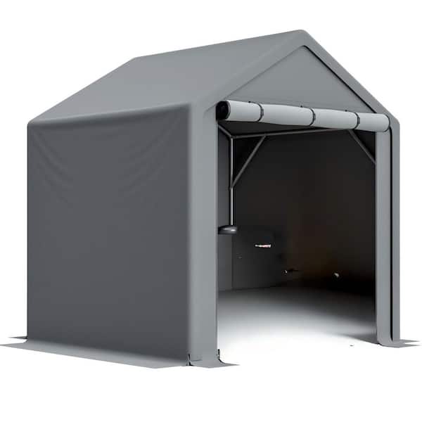 6 ft. x 6 ft. Portable Carport Garage Tent for Outdoor Storage Shelter in Gray