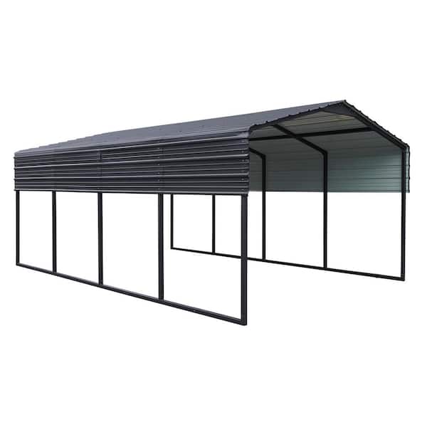 12 ft. W x 20 ft. D Heavy Duty Carport Canopy, Carport Steel Car Canopy and Shelter, Gray.