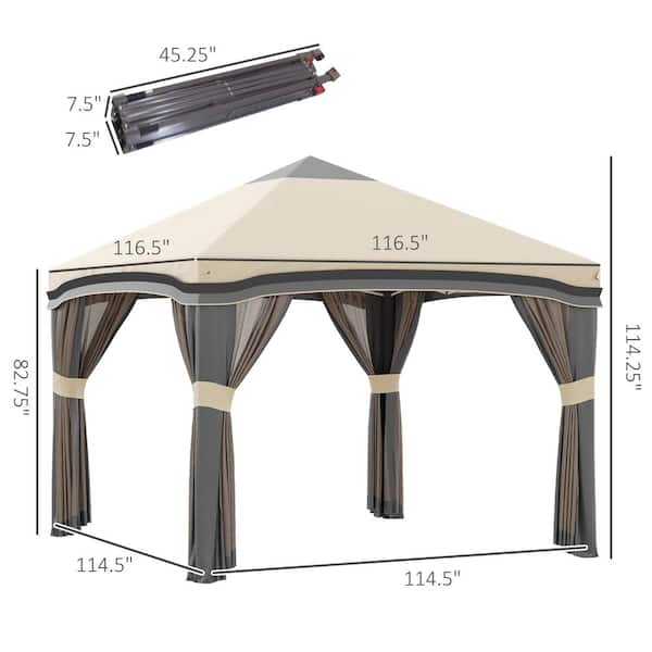 Outsunny Outdoor 10 ft. x 10 ft. Beige Pop Up Canopy with
